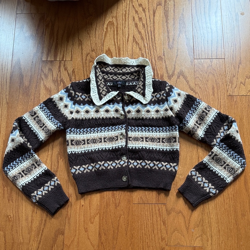 Lulu's Brown and Cream Patterned Cardigan